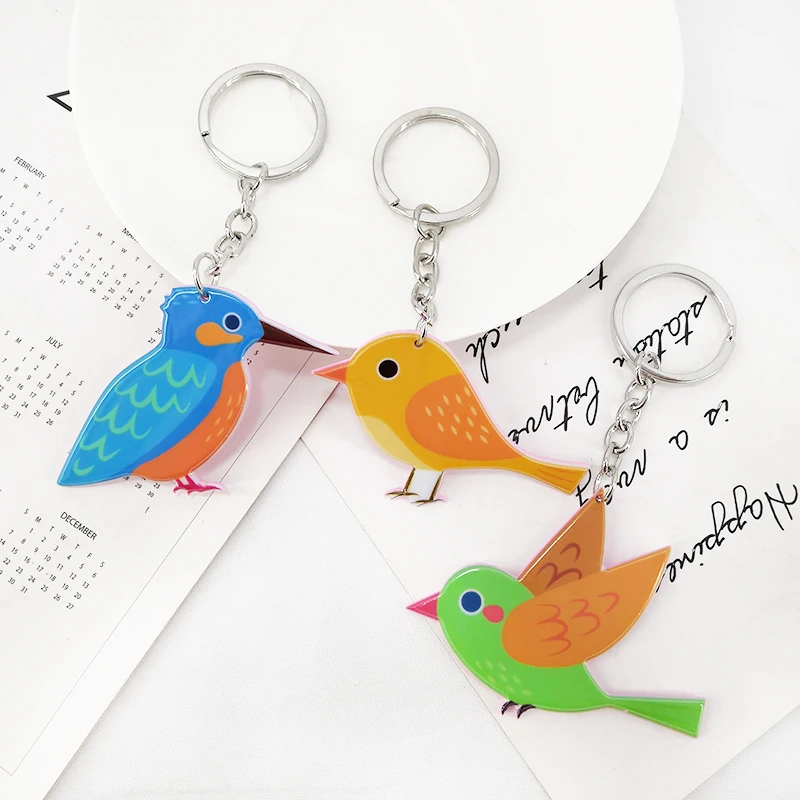 Фото Новый брендовый акриловый брелок для ключей с животными подвеска биркой птиц