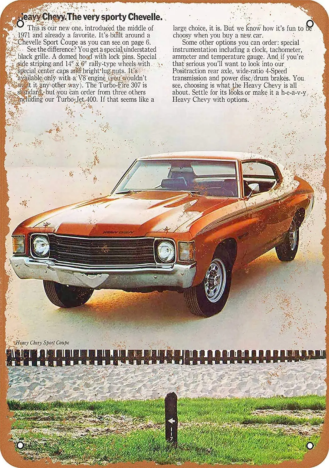 1971 тяжелый Chevy Chevelle 12X8 дюймов Ретро металлический жестяной знак-винтажный