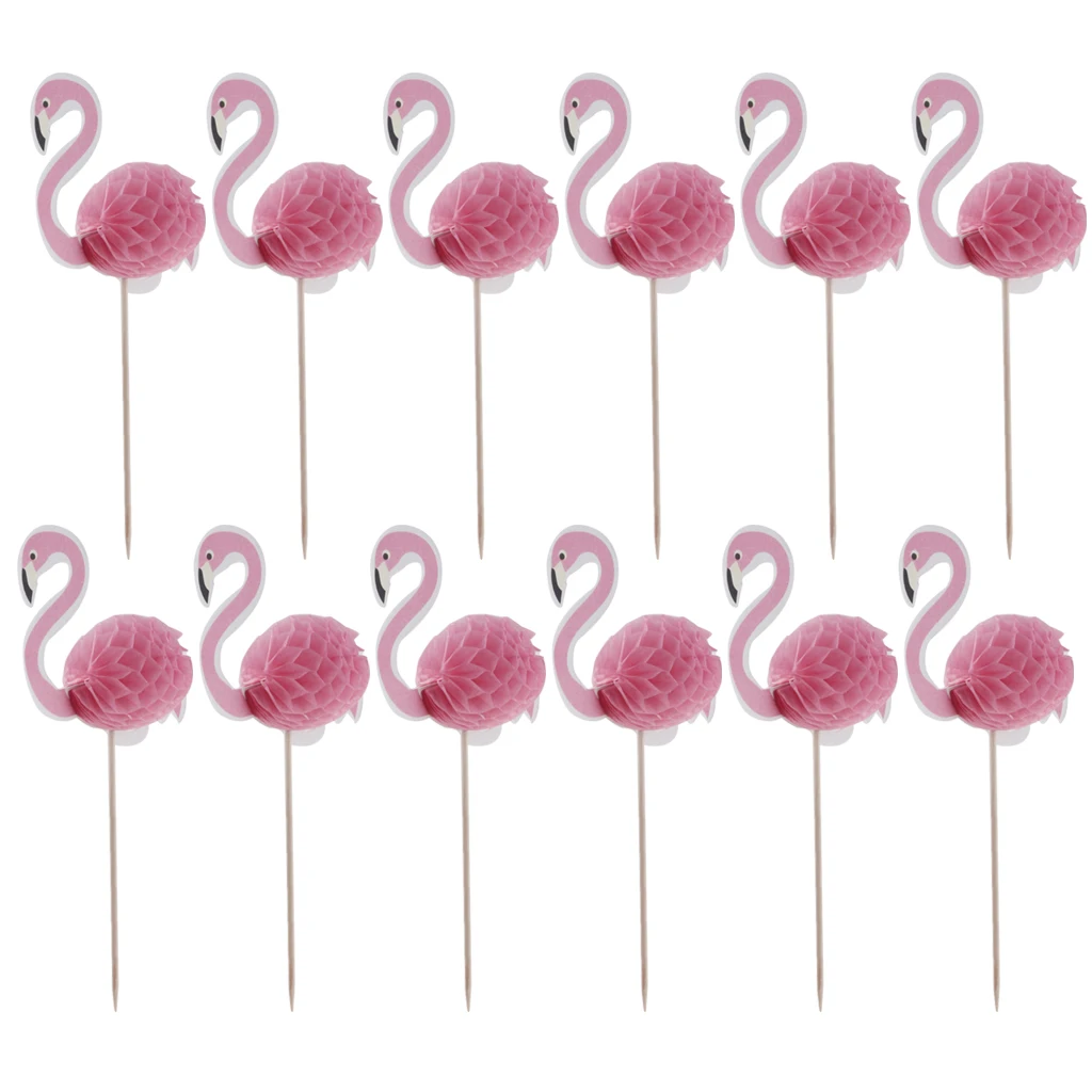 12 Pieces 3D Flamigo Cupcake Topper Wedding Birthday Luau Cake Decorations 12 Pieces 3D Flamigo Cupcake Topper Wedding Birthday Luau Cake Decorations