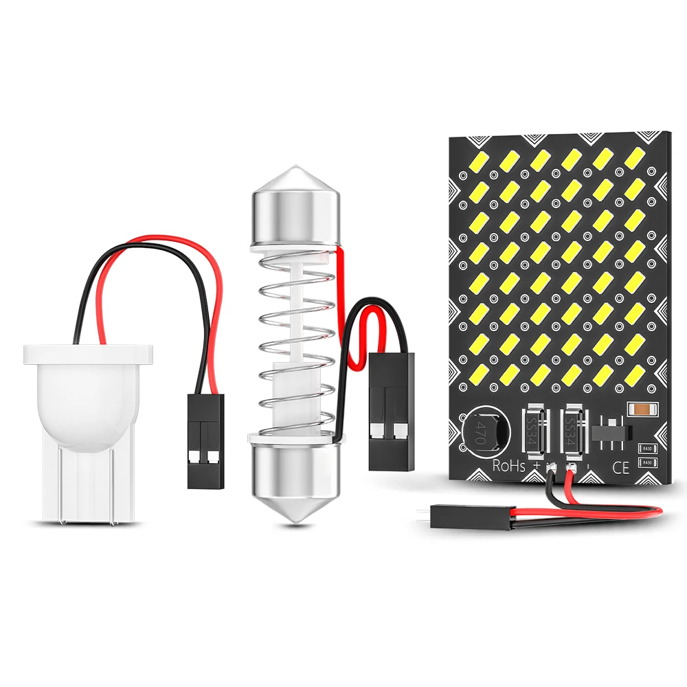Светодиодные лампы 2 шт. W5W T10 Canbus 48SMD 12 В 24 WY5W C5W C10W Festoon для салона автомобиля карты