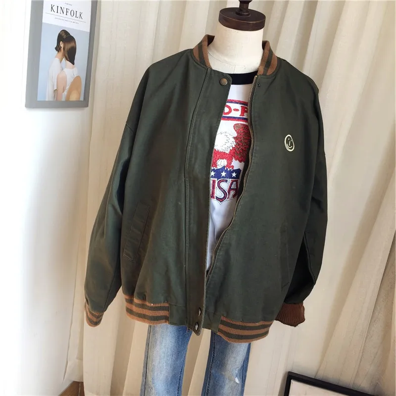 Cute Store Owner Anger Push! Simple Korean-Style Smiley Stand Collar Jacket Loose Flight Suit Coat Women's
Cute Store Owner Anger Push! Simple Korean-Style Smiley Stand Collar Jacket Loose Flight Suit Coat Women's