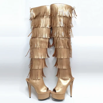 Leecabe Newest 15CM/6inches Pole dance boot with fringes High Heel platform Boots open toe Pole Dance boot
Leecabe Newest 15CM/6inches Pole dance boot with fringes High Heel platform Boots open toe Pole Dance boot
