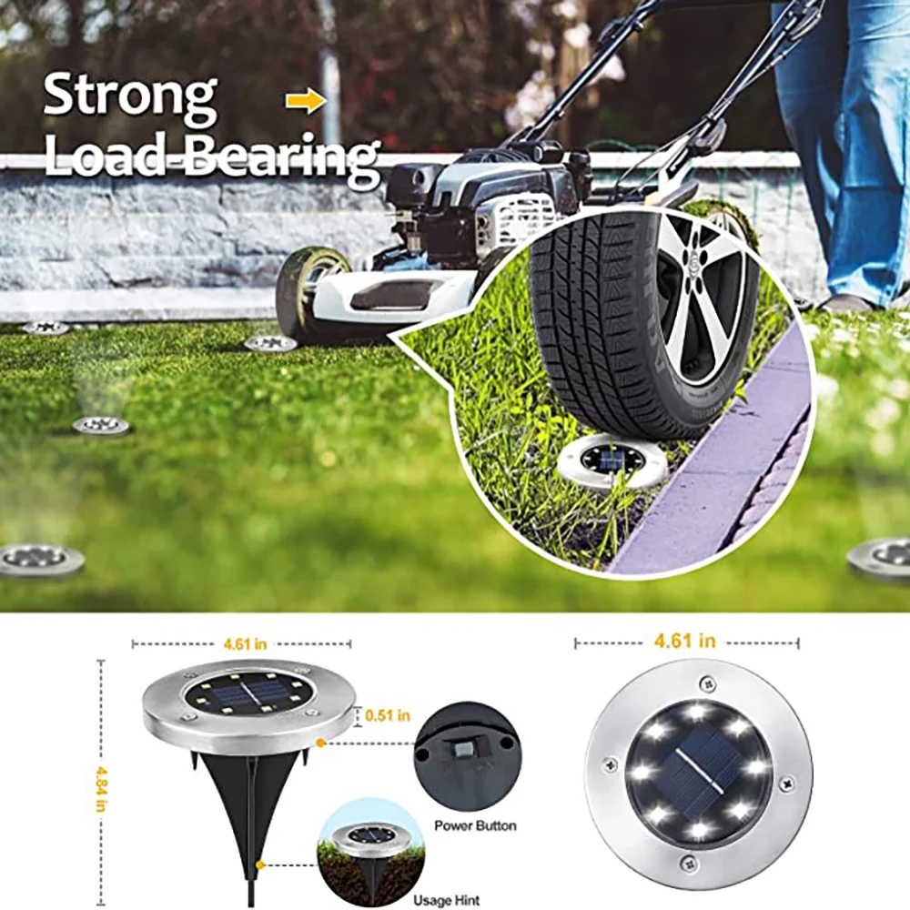 Outdoor Garden Solar Underground Light 8/12/20 LED Villa Front Lawn Decorative Lamp Waterproof Supplies For Pathway Lawn Lights Outdoor Garden Solar Underground Light 8/12/20 LED Villa Front Lawn Decorative Lamp Waterproof Supplies For Pathway Lawn Lights