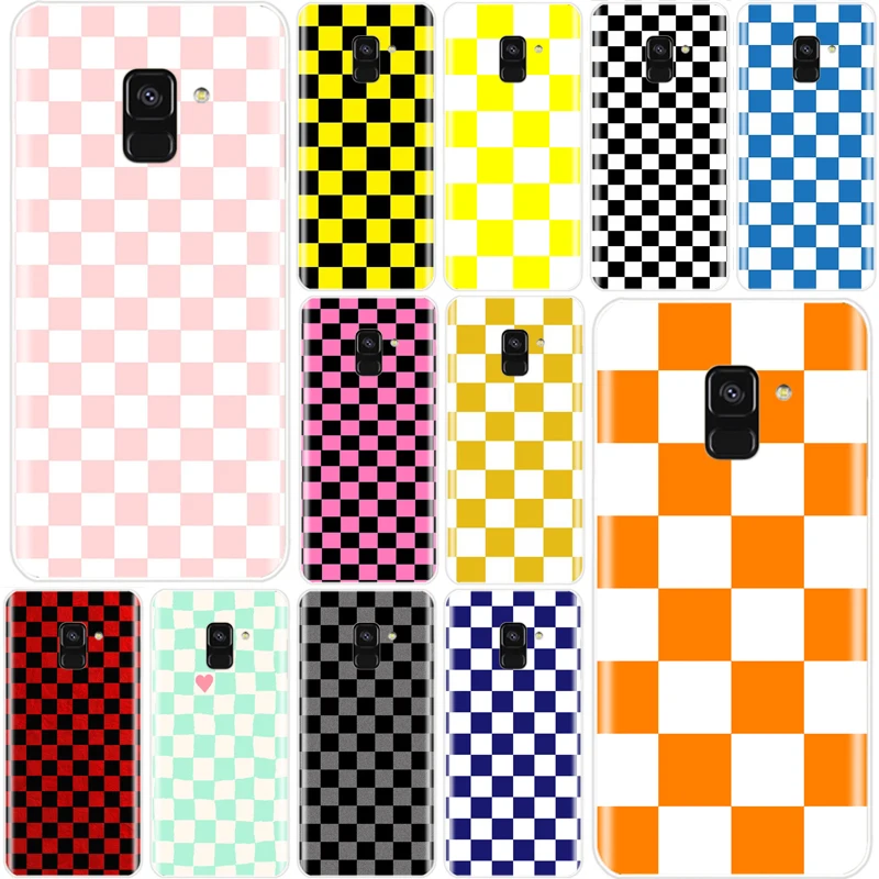 Checkerboard Checkered Cover TPU Phone Case For Samsung Galaxy A5 A7 A8 2015 2016 A3 2017 A9pro | Мобильные телефоны и
