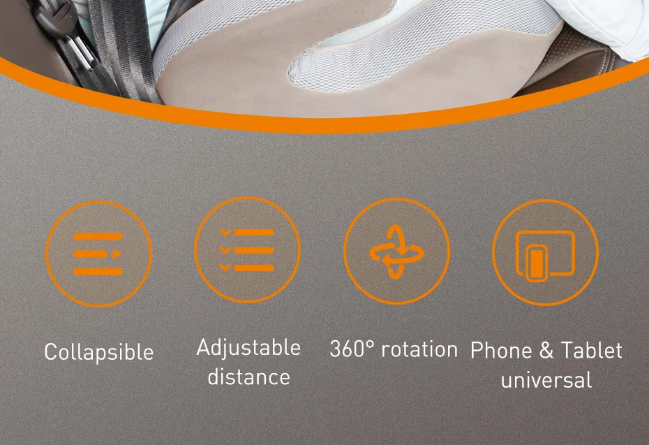 Gadgetoo Baseus Fun Journey Backseat Lazy Bracket Car Seat Rear Phone Holder For 4.7-12.3 Inch Phones And Tablets
