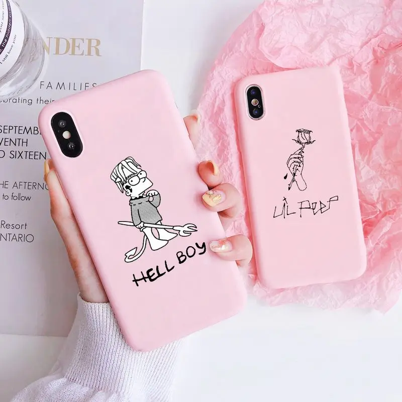 Мягкий пастельно розовый чехол для телефона Hellboy Lil Peep Life is Beautiful Cry Baby iPhone 11 12 Mini Pro