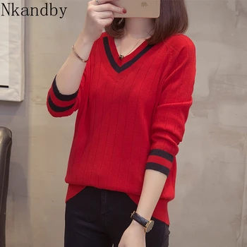 Plus Size Spell Color Pullover Knit Sweaters Women Korean Fashion V neck Soft Knitwear Jumpers Oversize 2019 Autumn Winter Tops
Plus Size Spell Color Pullover Knit Sweaters Women Korean Fashion V neck Soft Knitwear Jumpers Oversize 2019 Autumn Winter Tops