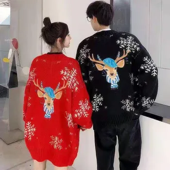 Kawaii Double-sided Embroidery Snowflake Elk Christmas Sweater Women Autumn Winter Loose Couples Knitted Pullover Sweater Jumper
Kawaii Double-sided Embroidery Snowflake Elk Christmas Sweater Women Autumn Winter Loose Couples Knitted Pullover Sweater Jumper