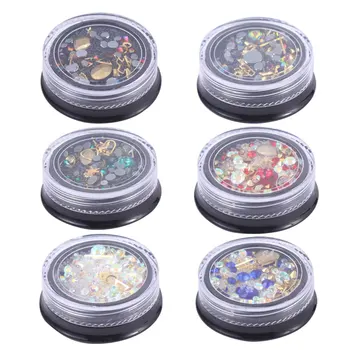 

6 Boxes Assorted Manicure Charm Assorted Multicolored Diamond Bead Nails Rhinestone Nail Art Stickers Decorations Diy Accessorie