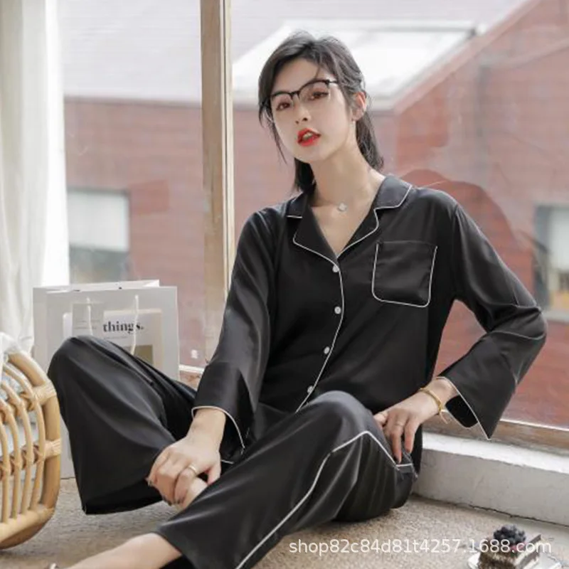 Spring and Autumn Pure Color Women's Pajamas Thin Silk Home Wear Casual Simple Korean Two Piece Set Can Be Worn Out Sleep Tops
Spring and Autumn Pure Color Women's Pajamas Thin Silk Home Wear Casual Simple Korean Two Piece Set Can Be Worn Out Sleep Tops