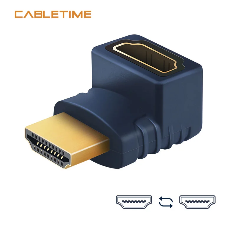 Кабель HDMI адаптер 90/270 градусов папа к Женский конвертер удлинитель позолоченный