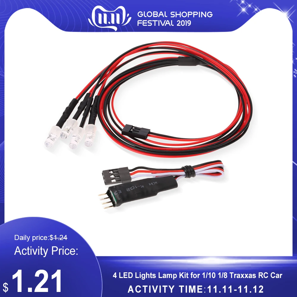 4 LED Lights Lamp Kit for RC Car 1/10 1/8 Traxxas HSP Redcat RC4WD Tamiya Axial SCX10 D90 HPI RC Car Truck Model Parts
4 LED Lights Lamp Kit for RC Car 1/10 1/8 Traxxas HSP Redcat RC4WD Tamiya Axial SCX10 D90 HPI RC Car Truck Model Parts