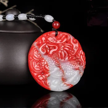A Pair Chinese Red White Jade Kylin Pendant Dragon Necklace Jewellery Fashion Hand-Carved Relax Healing Man Women Luck Amulet 
A Pair Chinese Red White Jade Kylin Pendant Dragon Necklace Jewellery Fashion Hand-Carved Relax Healing Man Women Luck Amulet