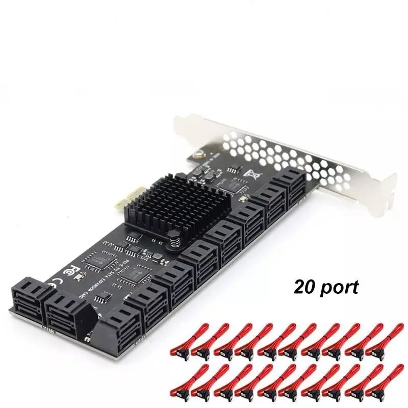 SATA PCIe Card 20 Ports With 20 SATA Cables 6 Gbps 1X SATA 3.0 PCIe Card Support 20 SATA 3.0 Devices 1X Chia Mining PCI Express
SATA PCIe Card 20 Ports With 20 SATA Cables 6 Gbps 1X SATA 3.0 PCIe Card Support 20 SATA 3.0 Devices 1X Chia Mining PCI Express