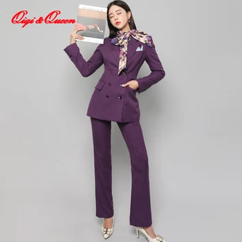 Qiqi&queen 2019 Winter Women's Solid Color New 2 Pieces Set Elegant Double-breasted Suits Trenches And Long Pants OL Office Wear
Qiqi&queen 2019 Winter Women's Solid Color New 2 Pieces Set Elegant Double-breasted Suits Trenches And Long Pants OL Office Wear