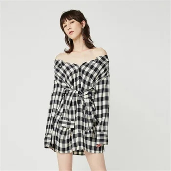2019 Fall New Black White Plaid Long Sleeve Sexy Fashion Women Mini Dress Chic Slim Bandage Slash Neck Party A-line Dresses
2019 Fall New Black White Plaid Long Sleeve Sexy Fashion Women Mini Dress Chic Slim Bandage Slash Neck Party A-line Dresses