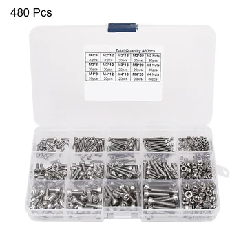 480pcs M2 M3 M4 Stainless Steel 304 Hex Socket Head Machine Screw Combination Nut And Screw Set
480pcs M2 M3 M4 Stainless Steel 304 Hex Socket Head Machine Screw Combination Nut And Screw Set