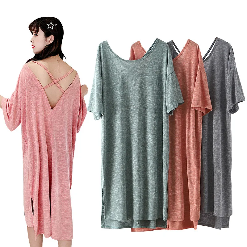 Crew Neck Dress Summer 2019 New Style Short Sleeve Cross Belt Backless Simple Solid Color Straight-Cut Loose-Fit Casual Skirt
Crew Neck Dress Summer 2019 New Style Short Sleeve Cross Belt Backless Simple Solid Color Straight-Cut Loose-Fit Casual Skirt