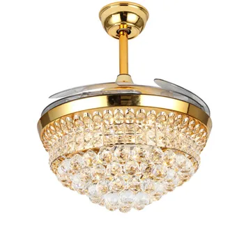 42 Inch Invisible Crystal Ceiling Fans with LED Light and Remote, Indoor Ceiling Light with 4 Retractable ABS Blades Fans
42 Inch Invisible Crystal Ceiling Fans with LED Light and Remote, Indoor Ceiling Light with 4 Retractable ABS Blades Fans