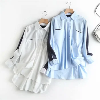 2020 Spring Women's New Lapel Long Sleeve Stitching Knit Simple Loose Asymmetric Medium Long Shirt
2020 Spring Women's New Lapel Long Sleeve Stitching Knit Simple Loose Asymmetric Medium Long Shirt
