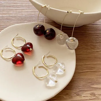 AOMU 2020 New Japan Korea Transparent Red Resin Heart Cherry Shape Metal Gold Color Dangle Drop Earrings for Women Jewelry
AOMU 2020 New Japan Korea Transparent Red Resin Heart Cherry Shape Metal Gold Color Dangle Drop Earrings for Women Jewelry