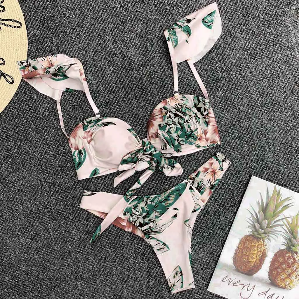 Фото Сексуальный женский купальник-бикини # Z2 с высокой талией цветочным узором