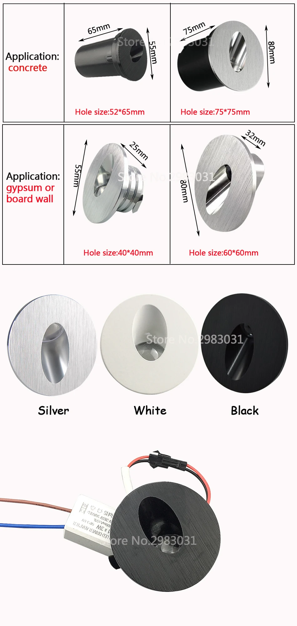 Generic Aluminum Modern Brief 1W3W LED Stair Light Recessed Wall Corner