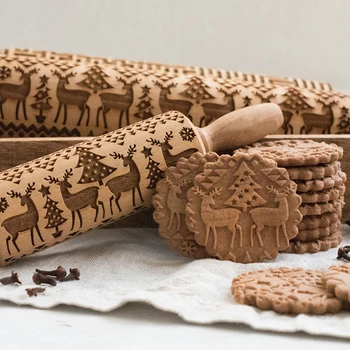 Embossed Rolling Pin Wood Christmas Baking Cookies Biscuit Fondant Cake Dough Engraved Roller Reindeer Wooden Embossing Roll Pin
Embossed Rolling Pin Wood Christmas Baking Cookies Biscuit Fondant Cake Dough Engraved Roller Reindeer Wooden Embossing Roll Pin