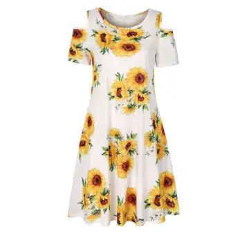 Women's Pullover Strapless Short Sleeve Sleeve Big Swing Dress 
Women's Pullover Strapless Short Sleeve Sleeve Big Swing Dress