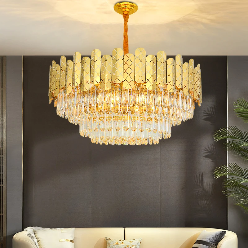 

Oval crystal chandelier ceiling chandeliers for living room 2021 modern bedroom gold LED chandelier round crystal light fixture