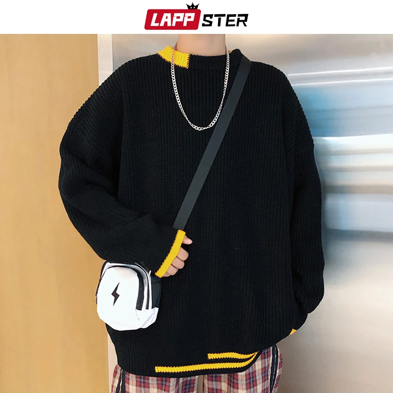 LAPPSTER Men Korean Patchwork Sweaters Pullovers 2019 Mens Black Fashions Casual Oversized Knitted Sweater Autumn Oversized Tops
LAPPSTER Men Korean Patchwork Sweaters Pullovers 2019 Mens Black Fashions Casual Oversized Knitted Sweater Autumn Oversized Tops