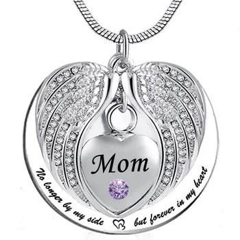 

Unisex No Longer by My Side But Forever in My Heart Mom Cremation Ashes Urn Pendant Stainless Steel waterproof Necklace