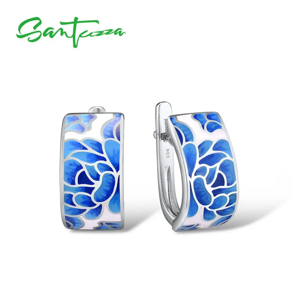SANTUZZA Silver Earrings For Women Genuine 925 Sterling Silver Blue Flower Enamel Earrings Trendy Gift Fine Jewelry Handmade 
SANTUZZA Silver Earrings For Women Genuine 925 Sterling Silver Blue Flower Enamel Earrings Trendy Gift Fine Jewelry Handmade
