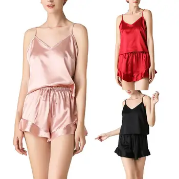 2Pcs Sexy Pajama Set Women Imitation Silk Spaghetti Strap Top Elastic Waistband Shorts Pajamas Set Women Sleepwear Femme Pijama
2Pcs Sexy Pajama Set Women Imitation Silk Spaghetti Strap Top Elastic Waistband Shorts Pajamas Set Women Sleepwear Femme Pijama