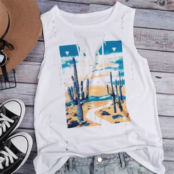 White Tank Top Women Hollow Out Tees Summer Cactus Print Tank Sleeveless Top Women Casual Loose Tee Female tshirt mujer
White Tank Top Women Hollow Out Tees Summer Cactus Print Tank Sleeveless Top Women Casual Loose Tee Female tshirt mujer