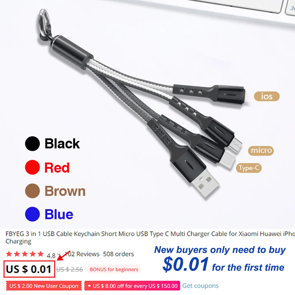 FBYEG 3 in 1 USB Cable keychain short Micro USB Type C Multi Charger Cable For Xiaomi Huawei iPhone fast charging
FBYEG 3 in 1 USB Cable keychain short Micro USB Type C Multi Charger Cable For Xiaomi Huawei iPhone fast charging