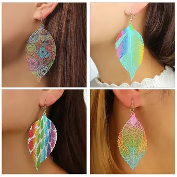 

BRAVEKISS Trendy leaves Shape Drop Earring For Women Vintage Leaf Drop Korean Boho Hollowed-out Fashion Jewelry 2020 New BPE1515