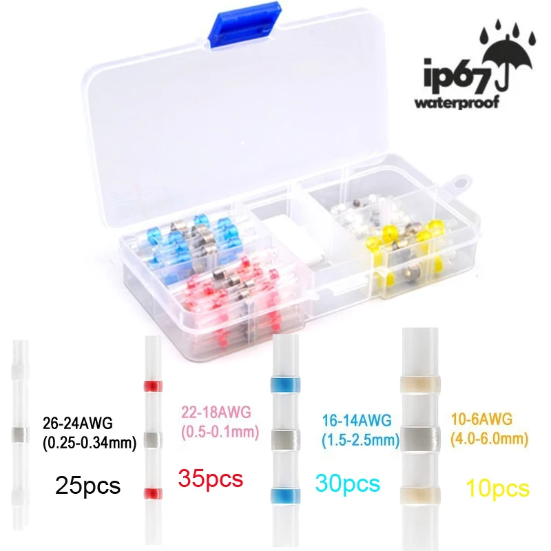 50Pcs/100Pcs Set Heat Shrink Wire Connectors Solder Sleeves Waterproof Fast Butt Terminals Terminator Electrical Electrician SST
50Pcs/100Pcs Set Heat Shrink Wire Connectors Solder Sleeves Waterproof Fast Butt Terminals Terminator Electrical Electrician SST