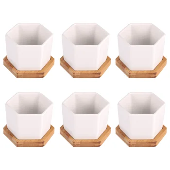 12 Pcs in 1 Set Succulent Plant Pots Mini Succulent Planter Ceramic Flower Planter Pot with Bamboo Trays (6 Pots and 6 Trays, Wh 
12 Pcs in 1 Set Succulent Plant Pots Mini Succulent Planter Ceramic Flower Planter Pot with Bamboo Trays (6 Pots and 6 Trays, Wh