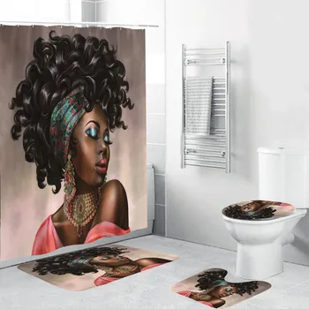 4PCS Non Slip Toilet Cover Mat Set Bathroom Shower Curtain Polyester African Girls Shower Curtains Bathroom Carpet Toilet Cover
4PCS Non Slip Toilet Cover Mat Set Bathroom Shower Curtain Polyester African Girls Shower Curtains Bathroom Carpet Toilet Cover