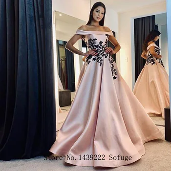 Sofuge Pink Satin Evening Dresses Prom Off The Shoulder Appliques Evening Gown Vestidos De Fiesta Robe De Soiree Plus Size
Sofuge Pink Satin Evening Dresses Prom Off The Shoulder Appliques Evening Gown Vestidos De Fiesta Robe De Soiree Plus Size