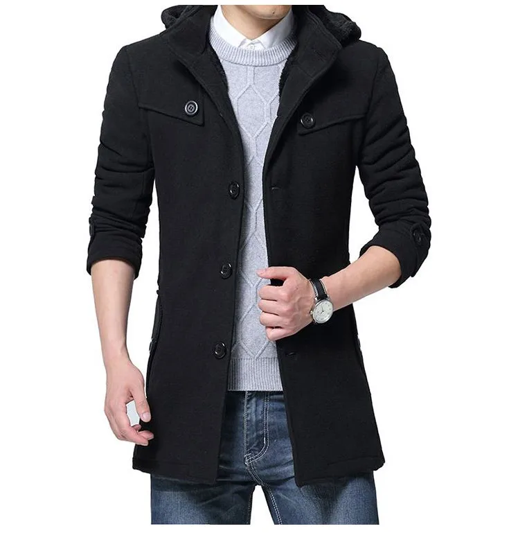 Woolen Coatl Mens Winter Thick Jacket Thick Casual Outwear Jackets Plus Size 6XL New Velvet Warm Coat High Quality Hooded
