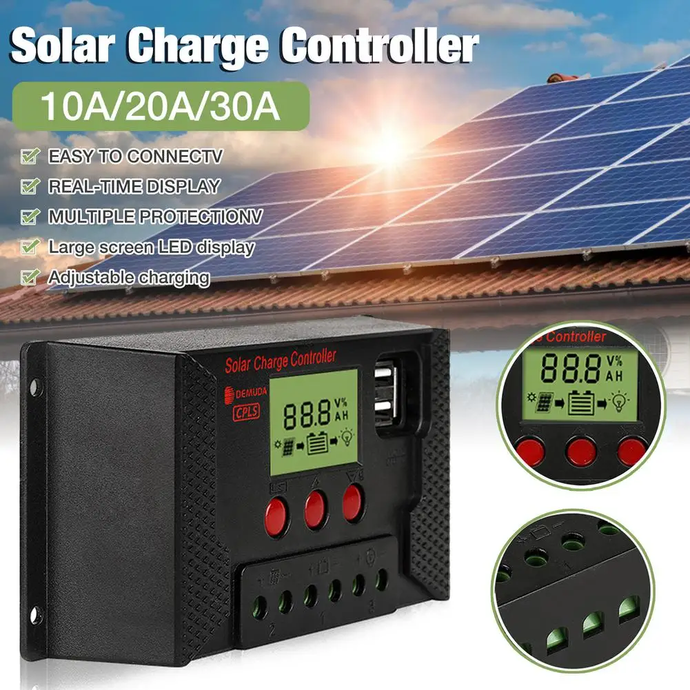 PWM Solar Controller 10A/20A/30A 12V24V Automatic Recognition Solar Controller LCD Liquid Crystal Display Dual USB Charger
PWM Solar Controller 10A/20A/30A 12V24V Automatic Recognition Solar Controller LCD Liquid Crystal Display Dual USB Charger