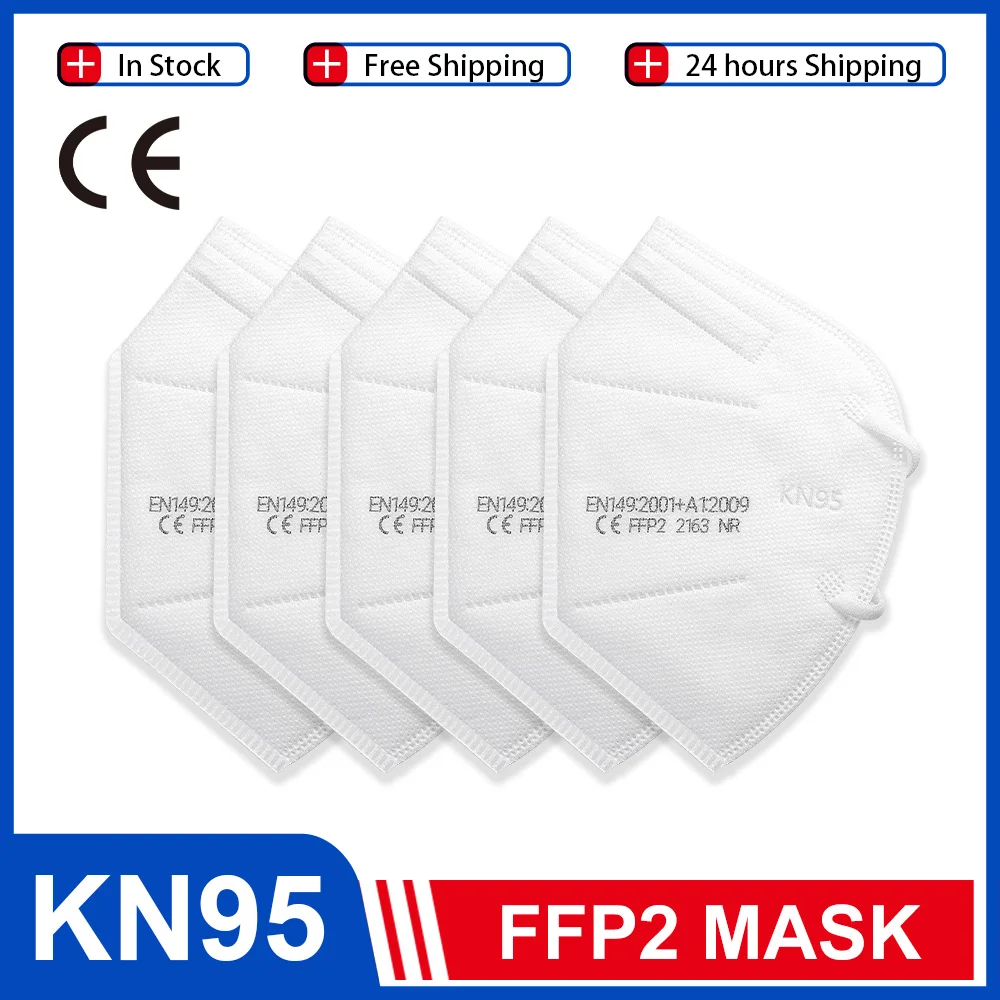 Маска для лица KN95 5 слоев PM2.5 10-100 шт. | Безопасность и защита