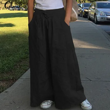2020 Celmia Women Casual Loose Wide Leg Pant Ladies Fashion Trousers Female Palazzo High Waist Pants Vintage Pantalon Plus Size
2020 Celmia Women Casual Loose Wide Leg Pant Ladies Fashion Trousers Female Palazzo High Waist Pants Vintage Pantalon Plus Size
