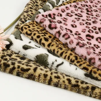 

leopard print fur fabric diy sewing materials wool matte PV cashmere printing PP Plush fabric for toy clothes homedecor color