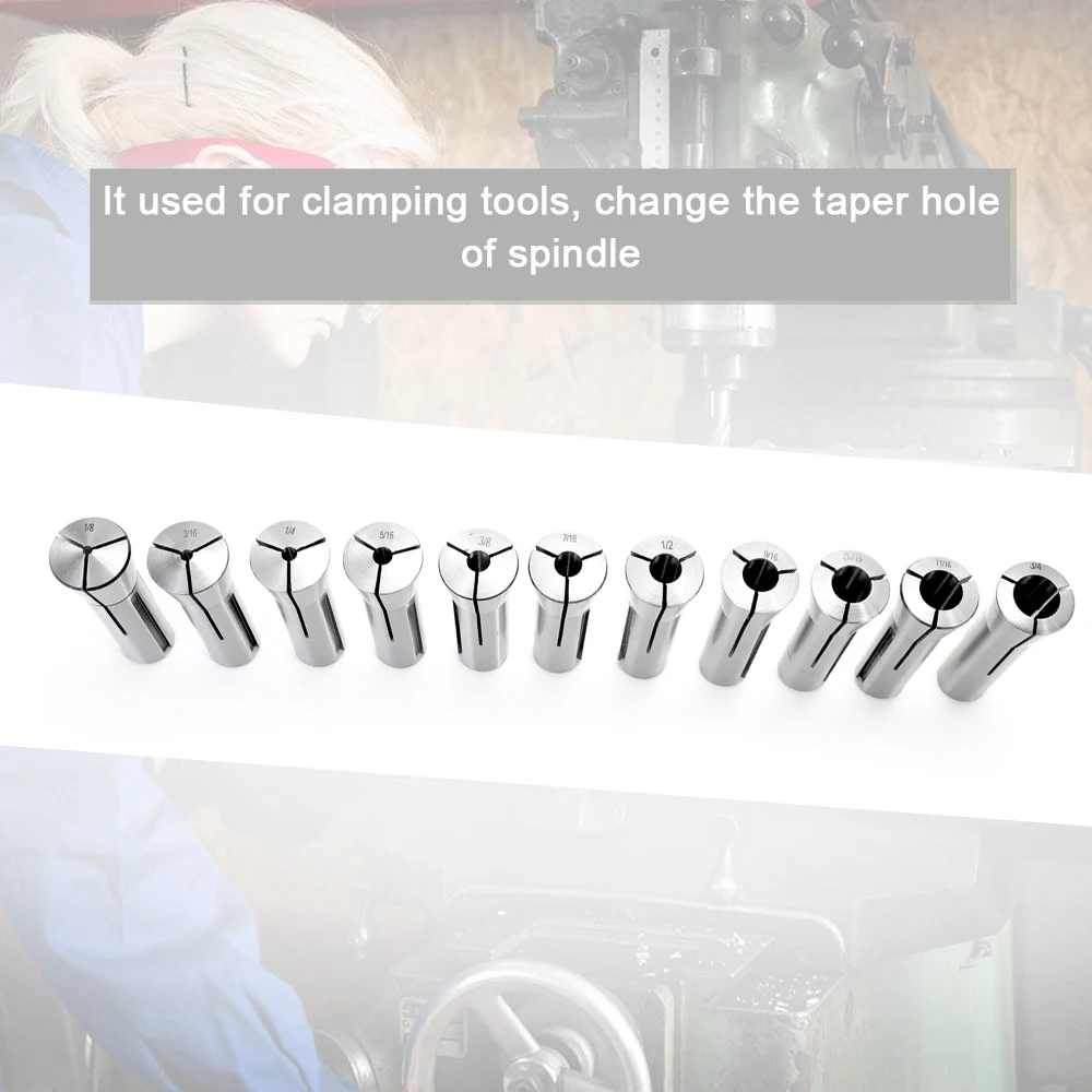 Hot New 11PCS Round Metric R8 Collet High Accuracy Clamping 65MN Steel For CNC Engraving Machine Milling Lathe Tool
Hot New 11PCS Round Metric R8 Collet High Accuracy Clamping 65MN Steel For CNC Engraving Machine Milling Lathe Tool