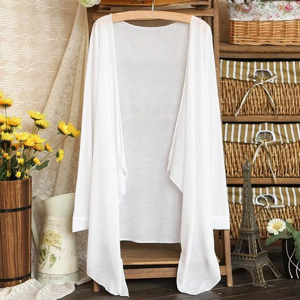 Candy colors Women Cardigan Long Sleeve Sun Protection Shawl Cover-ups Thin Female Beach Clothing Solid Ladies Beach Cover Ups
Candy colors Women Cardigan Long Sleeve Sun Protection Shawl Cover-ups Thin Female Beach Clothing Solid Ladies Beach Cover Ups