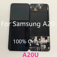 Écran tactile LCD d'occasion, pour Samsung Galaxy A20 A20U A20U A20U, 100% Original=