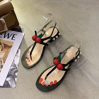 Designer Summer Women Lovely Cherry Appliques Thong Sandals Brand Girls Beach Pearl Thick Heels Shoes Casual Ankle Strap Shoes
Designer Summer Women Lovely Cherry Appliques Thong Sandals Brand Girls Beach Pearl Thick Heels Shoes Casual Ankle Strap Shoes